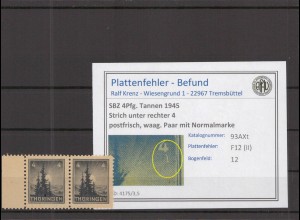 SBZ 1945 PLATTENFEHLER Nr 93AXt II postfrisch (218111)