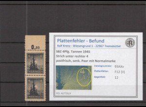 SBZ 1945 PLATTENFEHLER Nr 93AXv II postfrisch (218113)
