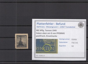 SBZ 1945 PLATTENFEHLER Nr 93AXt V postfrisch (218124)