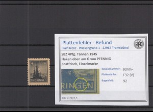 SBZ 1945 PLATTENFEHLER Nr 93AXv V postfrisch (218125)