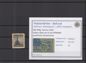 SBZ 1945 PLATTENFEHLER Nr 93AXp1 V postfrisch (218126)