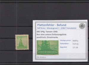 SBZ 1945 PLATTENFEHLER Nr 94AYy I postfrisch (218148)