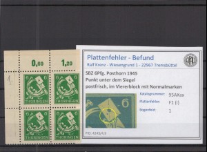 SBZ 1945 PLATTENFEHLER Nr 95AXax I postfrisch (218176)