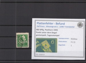 SBZ 1945 PLATTENFEHLER Nr 95AXax I gestempelt (218177)