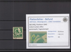 SBZ 1945 PLATTENFEHLER Nr 95AXaw VI gestempelt (218227)