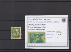 SBZ 1945 PLATTENFEHLER Nr 95AXaw X postfrisch (218242)