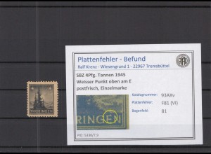 SBZ 1945 PLATTENFEHLER Nr 93AXv VI postfrisch (218263)