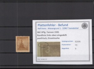 SBZ 1945 PLATTENFEHLER Nr 92AXt F9 postfrisch (218276)