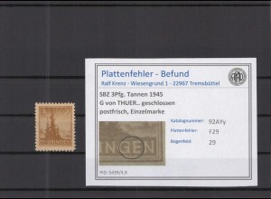 SBZ 1945 PLATTENFEHLER Nr 92AYy F29 postfrisch (218287)
