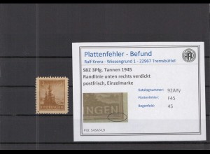 SBZ 1945 PLATTENFEHLER Nr 92AYy F45 postfrisch (218302)