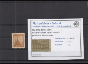 SBZ 1945 PLATTENFEHLER Nr 92AYz1 F45 postfrisch (218303)