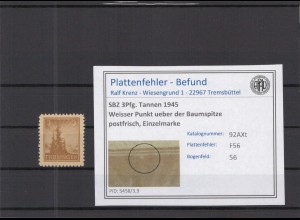 SBZ 1945 PLATTENFEHLER Nr 92AXt F56 postfrisch (218306)