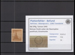 SBZ 1945 PLATTENFEHLER Nr 92AYz2 F56 postfrisch (218310)