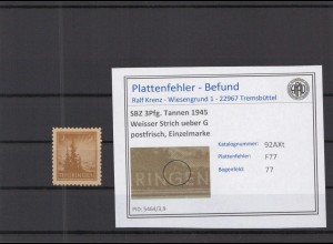 SBZ 1945 PLATTENFEHLER Nr 92AXt F77 postfrisch (218312)