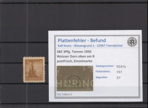 SBZ 1945 PLATTENFEHLER Nr 92AYy F97 postfrisch (218328)