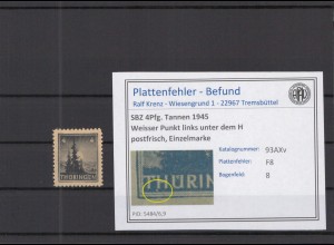 SBZ 1945 PLATTENFEHLER Nr 93AXv F8 postfrisch (218332)