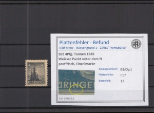 SBZ 1945 PLATTENFEHLER Nr 93AXp1 F17 postfrisch (218336)