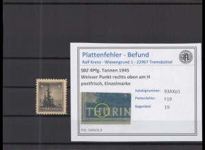 SBZ 1945 PLATTENFEHLER Nr 93AXp1 F19 postfrisch (218342)