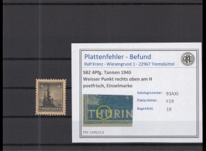 SBZ 1945 PLATTENFEHLER Nr 93AXt F19 postfrisch (218343)