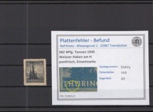SBZ 1945 PLATTENFEHLER Nr 93AYy F69 postfrisch (218357)
