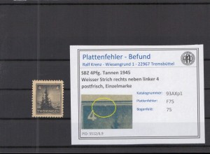 SBZ 1945 PLATTENFEHLER Nr 93AXp1 F75 postfrisch (218360)