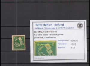 SBZ 1945 PLATTENFEHLER Nr 95AXaw II postfrisch (218375)