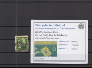 SBZ 1945 PLATTENFEHLER Nr 95AXat III gestempelt (218383)