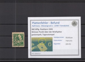 SBZ 1945 PLATTENFEHLER Nr 95AXaw III gestempelt (218385)