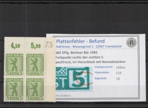 SBZ 1945 PLATTENFEHLER Nr 1ABvx F19 postfrisch (218532)