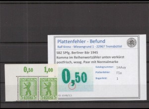 SBZ 1945 PLATTENFEHLER Nr 1AAuy F1a postfrisch (218541)