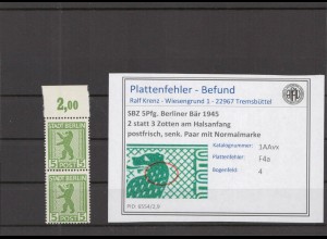 SBZ 1945 PLATTENFEHLER Nr 1AAvx F4a postfrisch (218547)