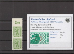 SBZ 1945 PLATTENFEHLER Nr 1ABvx F4a postfrisch (218548)
