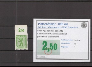 SBZ 1945 PLATTENFEHLER Nr 1ABux F5 postfrisch (218549)