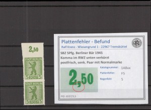 SBZ 1945 PLATTENFEHLER Nr 1ABvx F5 postfrisch (218550)