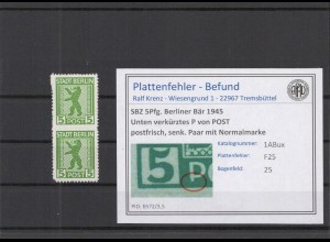 SBZ 1945 PLATTENFEHLER Nr 1ABux F25 postfrisch (218564)