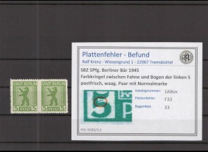 SBZ 1945 PLATTENFEHLER Nr 1ABvx F33 postfrisch (218575)