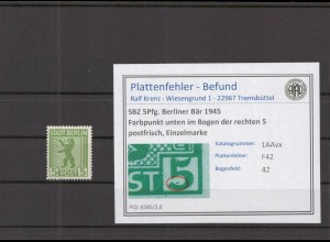 SBZ 1945 PLATTENFEHLER Nr 1AAvx F42 postfrisch (218577)