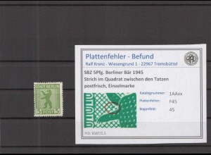 SBZ 1945 PLATTENFEHLER Nr 1AAvx F45 postfrisch (218579)