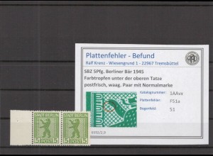 SBZ 1945 PLATTENFEHLER Nr 1AAvx F51a postfrisch (218584)