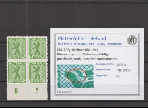 SBZ 1945 PLATTENFEHLER Nr 1ABux XXI postfrisch (218616)