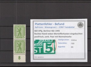 SBZ 1945 PLATTENFEHLER Nr 1AAvx F88 postfrisch (218621)