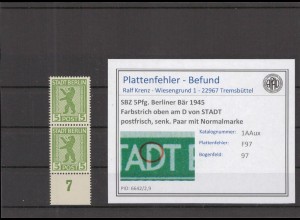 SBZ 1945 PLATTENFEHLER Nr 1AAux F97 postfrisch (218634)