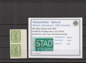 SBZ 1945 PLATTENFEHLER Nr 1ABvx F100 postfrisch (218642)