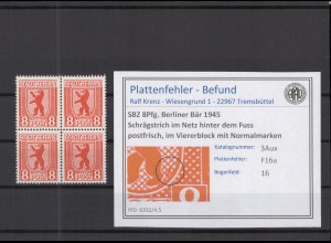 SBZ 1945 PLATTENFEHLER Nr 3Aux F16a postfrisch (218731)