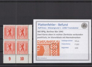 SBZ 1945 PLATTENFEHLER Nr 3Aux F100 postfrisch (218733)