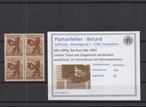 SBZ 1945 PLATTENFEHLER Nr 4Awaz F45 postfrisch (218735)