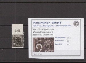 SBZ 1945 PLATTENFEHLER Nr 182 F8 postfrisch (219091)