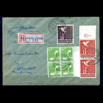 SBZ Zehnfachfrankatur-Brief mit u.a. Nr 961 gestempelt (219233).
