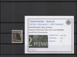SBZ 1945 PLATTENFEHLER Nr 182 F57 postfrisch (220177)