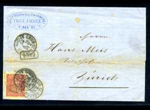 SCHWEIZ 1867 Nr 30 auf Brief (221040)